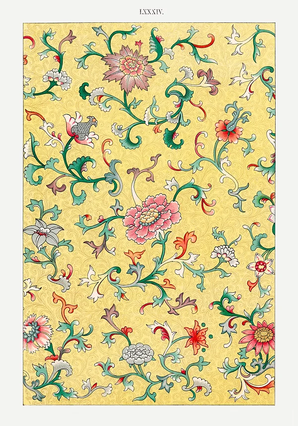 Żółty ornament kwiatowy