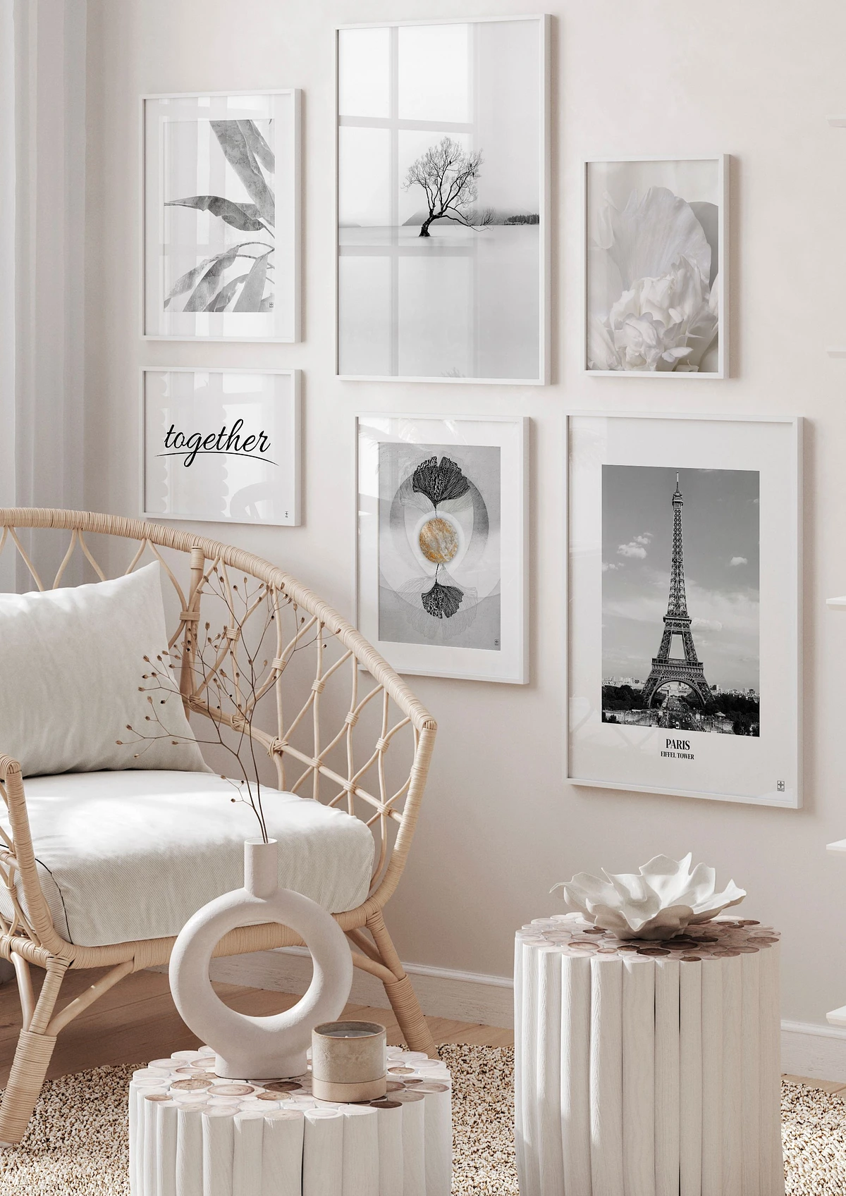 Kompozycja w czerni i bieli zaakcentowana złotem