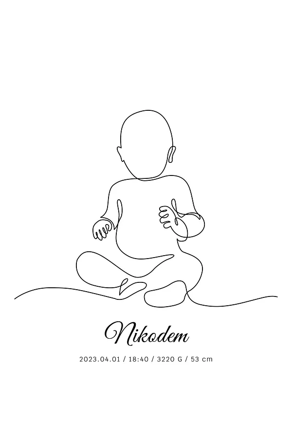 Metryczka - maleństwo line-art