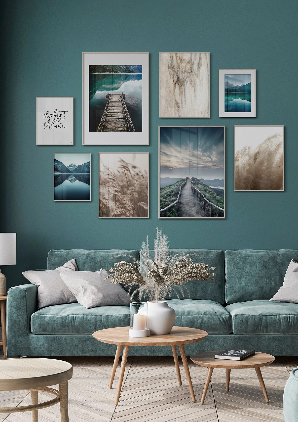 Turkusowy salon w stylu Boho