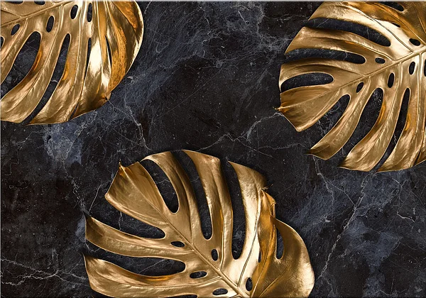 Liście monstery w złocie