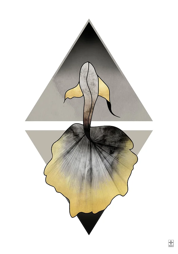 Złota Ryba: Abstrakcyjne Piękno w Szaro-Białym Świecie