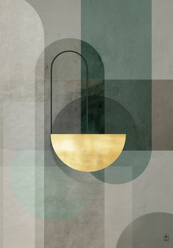 Złote Ozdoby: Abstrakcyjna Geometryczna Sztuka